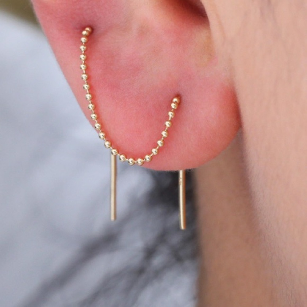 Gorgeous 14k Solid Gold Threader Earrings Minimal… - image 4